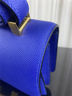 Constance Bag Epsom Leather 24CM Gold/Silver Tone Metal In Blue Electric Color HS