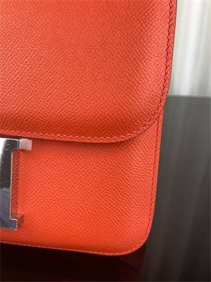 Constance Bag Epsom Leather 24CM Gold/Silver Tone Metal In Feu Orange Color HS