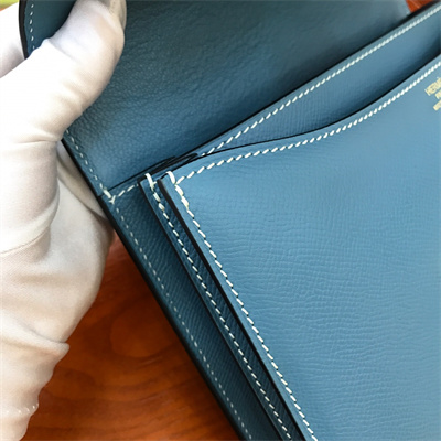 Constance Bag Epsom Leather 24CM Gold/Silver Tone Metal In Blue Jean Color HS