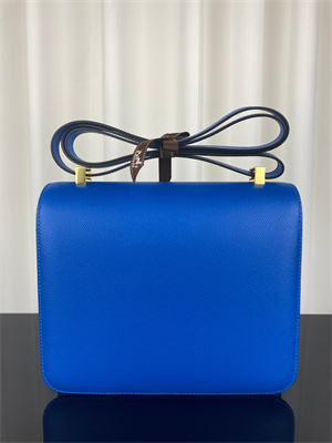 Constance Bag Epsom Leather 24CM Gold/Silver Tone Metal In Bleu Hydra Color HS