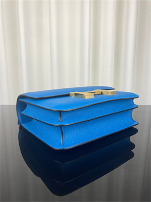 Constance Bag Epsom Leather 24CM Gold/Silver Tone Metal In Bleu Zanzibar Color HS