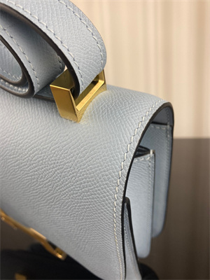 Constance Bag Epsom Leather 24CM Gold/Silver Tone Metal In Blue Brume Color HS