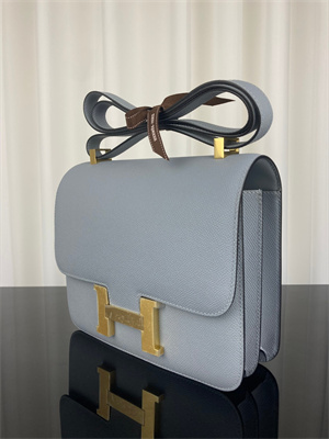 Constance Bag Epsom Leather 24CM Gold/Silver Tone Metal In Bleu Lin Color HS