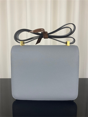 Constance Bag Epsom Leather 24CM Gold/Silver Tone Metal In Bleu Lin Color HS