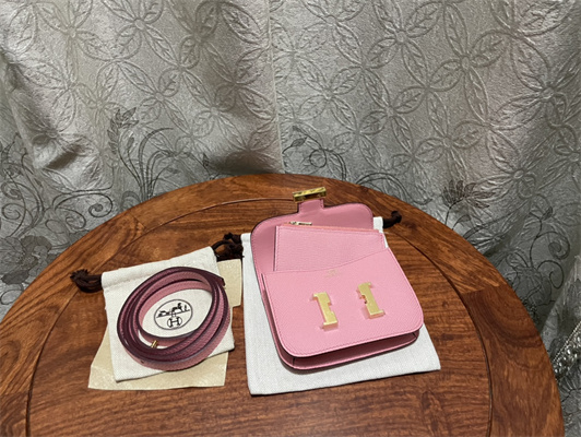 Constance SLIM Wallet With Strap Epsom Leather Gold Tone Metal In Pink Color HS