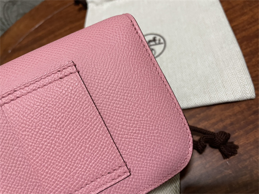 Constance SLIM Wallet With Strap Epsom Leather Silver Tone Metal In Pink Color HS