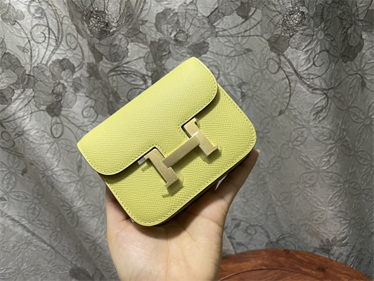 Constance SLIM Wallet With Strap Epsom Leather Gold Tone Metal In Yellow Color HS