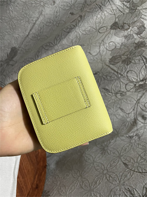 Constance SLIM Wallet With Strap Epsom Leather Silver Tone Metal In Yellow Color HS