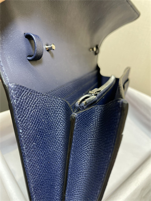 Constance To Go Wallet Epsom Leather Silver Tone Metal In Navy Color HS