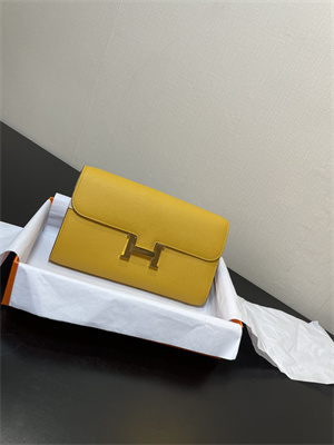 Constance To Go Wallet Epsom Leather Gold Tone Metal In Jaune Amber Color HS