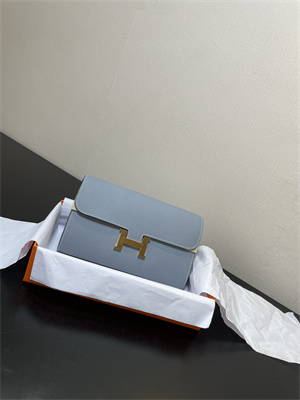 Constance To Go Wallet Epsom Leather Gold Tone Metal In Bleu Lin Color HS