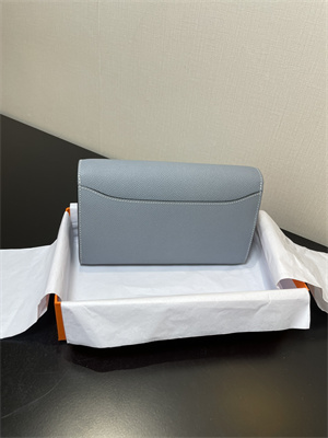 Constance To Go Wallet Epsom Leather Silver Tone Metal In Bleu Lin Color HS