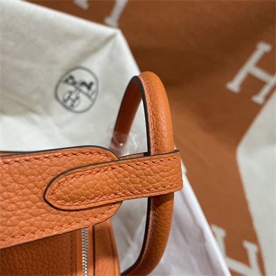 Lindy Bag Taurillon Clemence Leather 26/30CM Silver Tone Metal In Orange Color HS