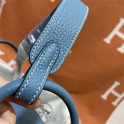 Lindy Bag Taurillon Clemence Leather 26/30CM Silver Tone Metal In Blue Jean Color HS