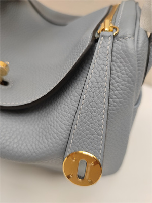 Lindy Bag Taurillon Clemence Leather 26/30CM Gold/Silver Tone Metal In Bleu Lin Color HS