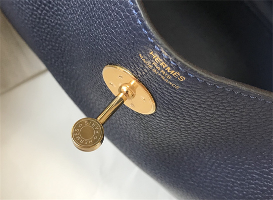 Lindy Bag Calfskin Leather 26/30CM Gold/Silver Tone Metal In Navy Color