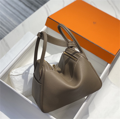 Lindy Bag Calfskin Leather 26/30CM Gold/Silver Tone Metal In Etoupe Color