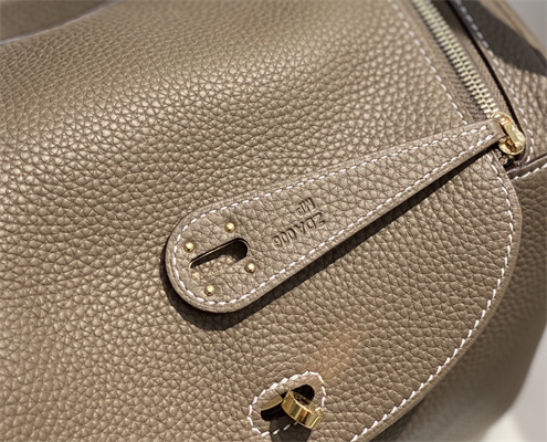 Lindy Bag Calfskin Leather 26/30CM Gold/Silver Tone Metal In Etoupe Color