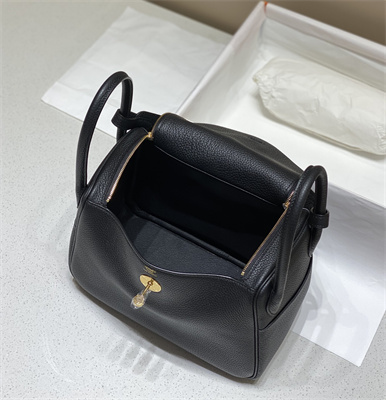 Lindy Bag Calfskin Leather 26/30CM Gold/Silver Tone Metal In Black Color