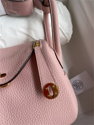 Lindy Mini Bag Taurillon Clemence Leather Gold/Silver Tone Metal In Rose Sakura Color HS