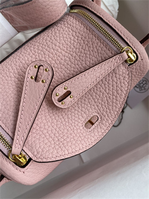 Lindy Mini Bag Taurillon Clemence Leather Gold/Silver Tone Metal In Rose Sakura Color HS