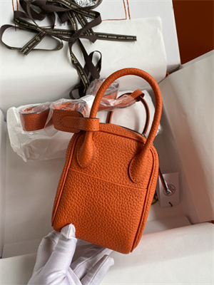 Lindy Mini Bag Taurillon Clemence Leather Gold/Silver Tone Metal In Orange Color HS