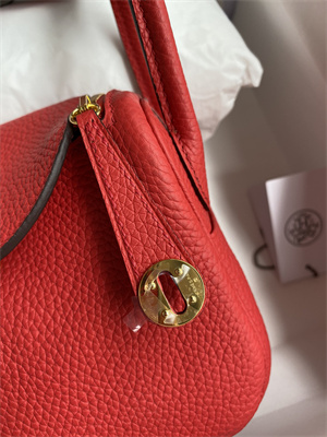 Lindy Mini Bag Taurillon Clemence Leather Gold/Silver Tone Metal In Red Color HS