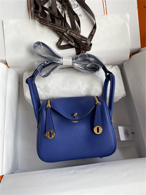 Lindy Mini Bag Taurillon Clemence Leather Gold/Silver Tone Metal In Blue Electric Color HS