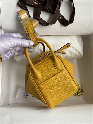 Lindy Mini Bag Taurillon Clemence Leather Gold/Silver Tone Metal In Jaune Amber Color HS