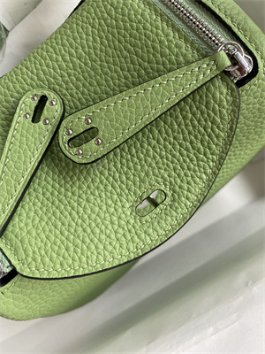 Lindy Mini Bag Taurillon Clemence Leather Gold/Silver Tone Metal In Vert Criquet Color HS