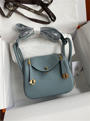 Lindy Mini Bag Taurillon Clemence Leather Gold/Silver Tone Metal In Azure Blue Color HS