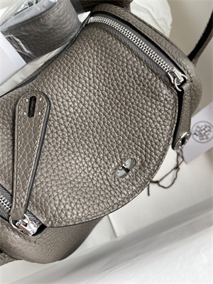 Lindy Mini Bag Taurillon Clemence Leather Gold/Silver Tone Metal In Etain Color HS