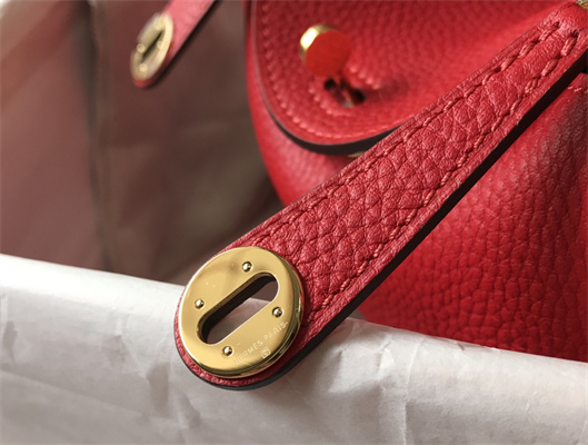 Lindy Mini Bag Calfskin Leather Gold/Silver Tone Metal In Red Color