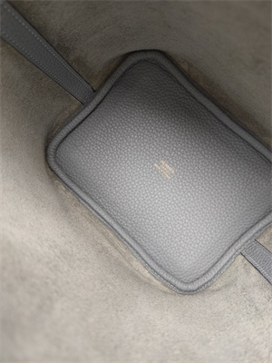 Picotin Lock Bag Togo Leather 18/22CM Gold/Silver Tone Metal In Bleu Lin Color HS