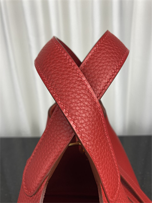 Picotin Lock Bag Taurillon Clemence Leather 18/22CM Gold/Silver Tone Metal In Red Color HS