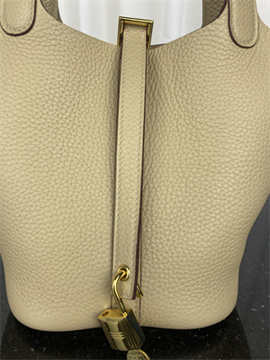 Picotin Lock Bag Taurillon Clemence Leather 18/22CM Gold/Silver Tone Metal In Trench Color HS