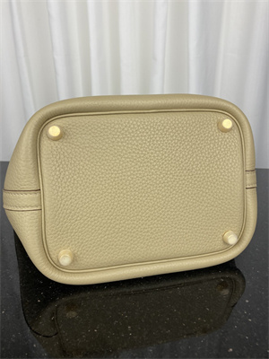 Picotin Lock Bag Taurillon Clemence Leather 18/22CM Gold/Silver Tone Metal In Trench Color HS