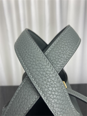 Picotin Lock Bag Taurillon Clemence Leather 18/22CM Gold/Silver Tone Metal In Vert Amande Color HS