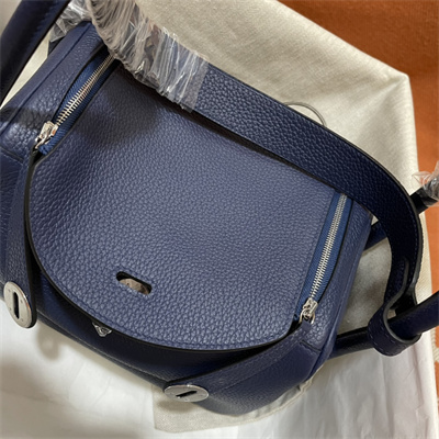 Lindy Bag Taurillon Clemence Leather 26/30CM Silver Tone Metal In Bleu Saphir Color HS