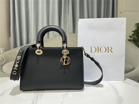 CD Lady D-Sire Medium My ABCDior Bag Bull Leather Black