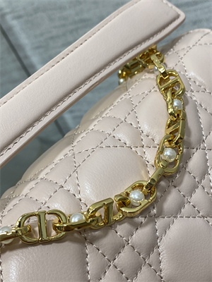 CD Small Jolie Top Handle Bag Cannage Calfskin Pink