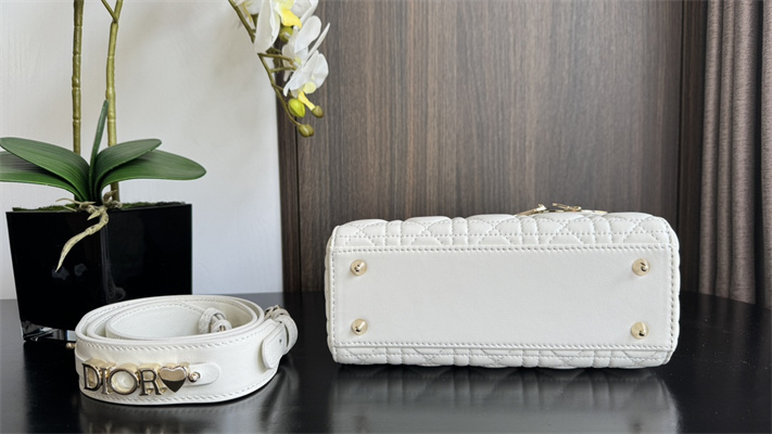 CD Small Lady Di.or My ABCDior Bag Two Tones Cannage Lambskin Gold Tone Metal Latte and Black