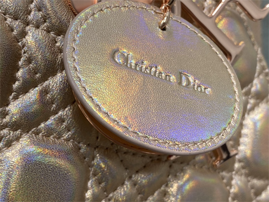 CD Small Lady Di.or My ABCDior Bag Cannage Lambskin Iridescent Metallic Rose Gold Tone