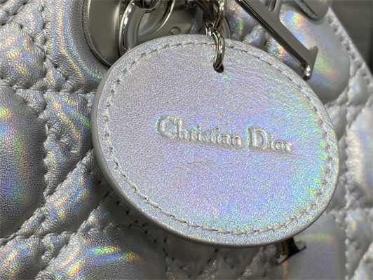CD Small Lady Di.or My ABCDior Bag Cannage Lambskin Iridescent Metallic Silver Tone