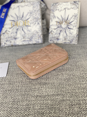 CD Voyageur Small Coin Purse Supple Cannage Patent Calfskin Nude Pink S0985