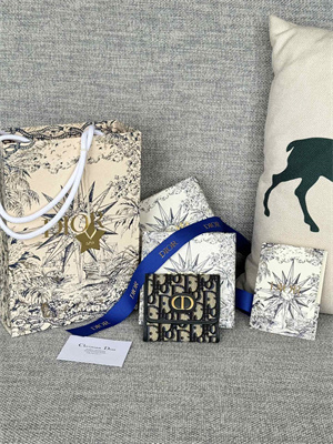 CD 30 Montaigne Trifold Wallet Blue Dior Oblique Jacquard