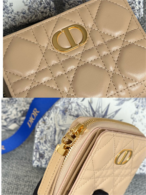 CD Caro Scarlet Wallet Supple Cannage Lambskin Beige S5032