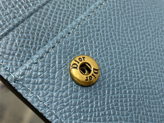 CD Saddle Card Holder Grained Calfskin Blue