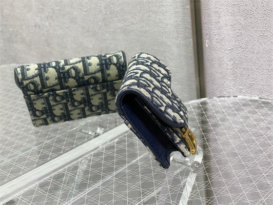 CD Saddle Coin Purse Blue Dior Oblique Jacquard