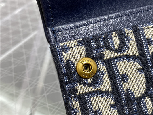 CD Saddle Coin Purse Blue Dior Oblique Jacquard